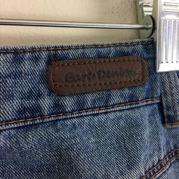 Distressed Patch Boyfriend Fit Denim Blue Jean by Bare Denim 100% Cotton - Picture 5 of 12